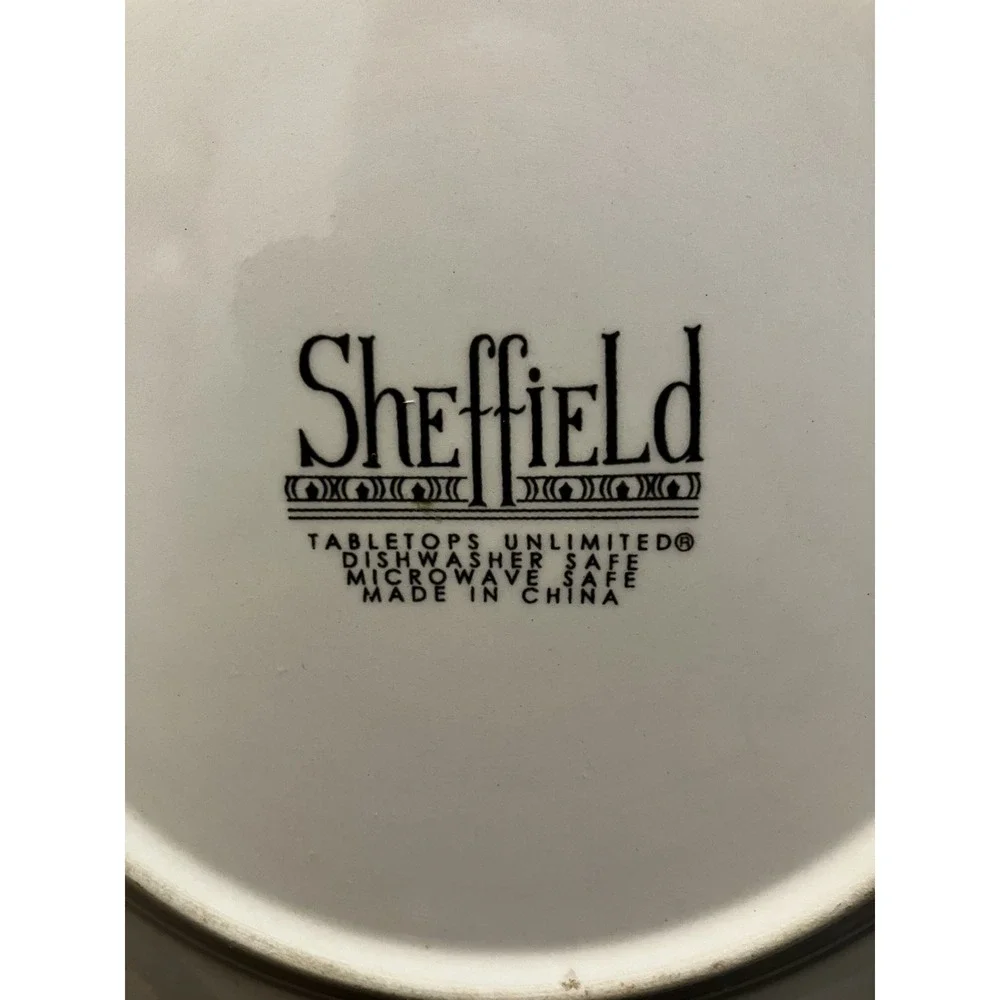 Tabletops Sheffield Yellow Black Porcelain Botanical Floral Replacement Plate